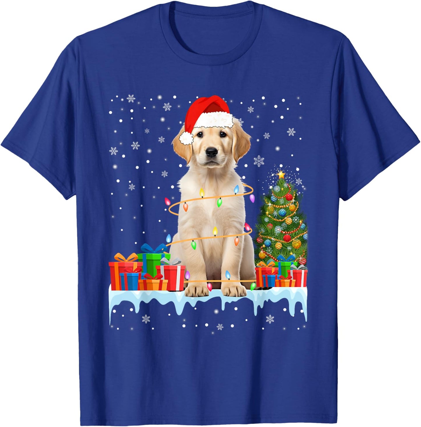 Funny Santa Labrador Dog Christmas Lights Xmas Pajamas Women Kids T-Shirt - T-Shirt | Royal