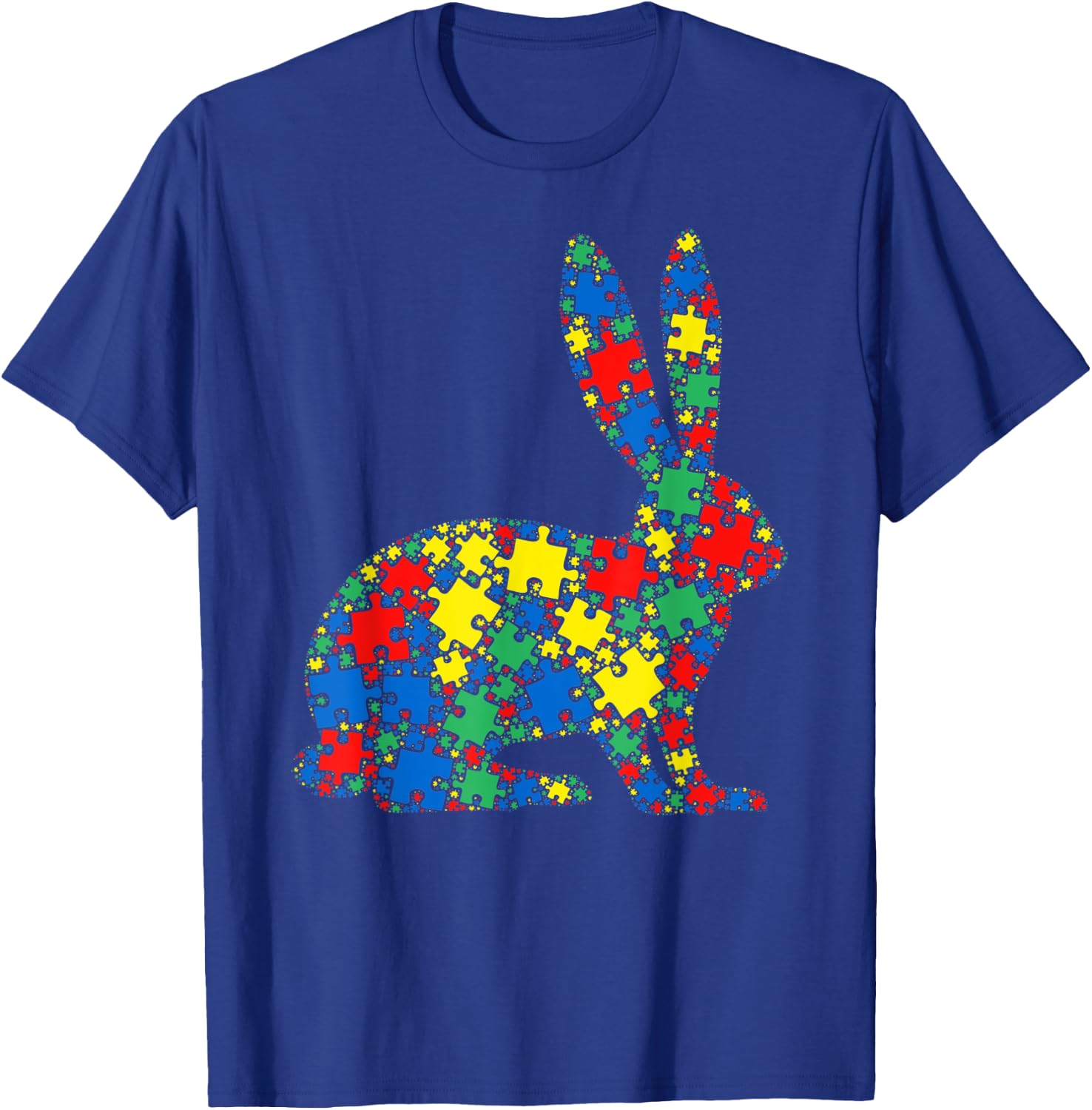 Rabbit Autism Puzzle Men Kids - Autism Awareness T-Shirt - T-Shirt | Royal