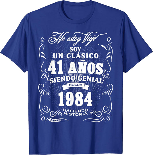 Vintage 41st Birthday Men Funny 1984 41 Birthday Spanish T-Shirt - T-Shirt | Royal