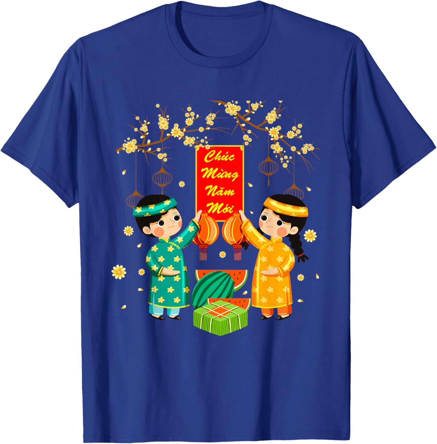 Ao Dai Boy Girl Chuc Mung Nam Moi Vietnamese New Year Kids T-Shirt - T-Shirt | Royal