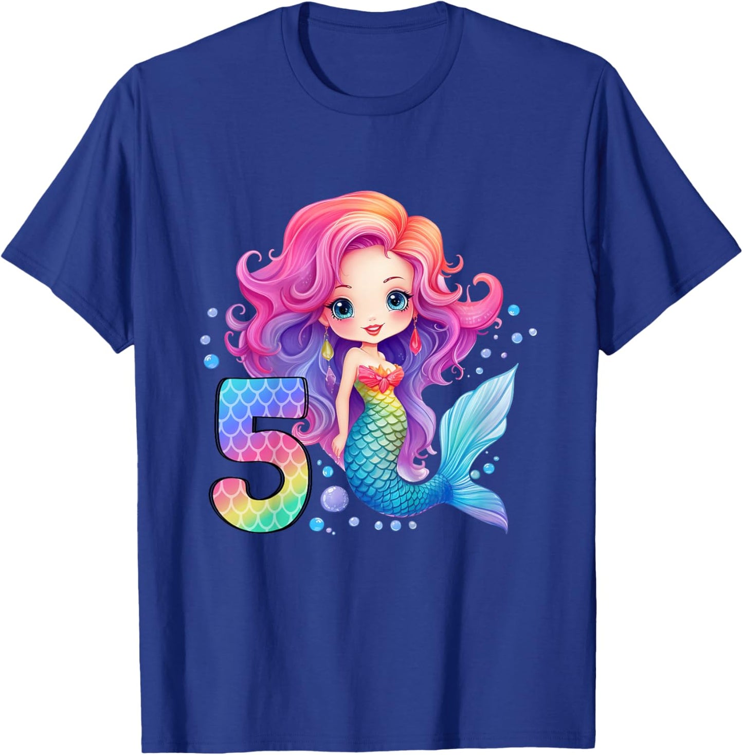 5 Geburtstag Mädchen 5 Jahre Geburtstagsoutfit Meerjungfrau T-Shirt - T-Shirt | Royal