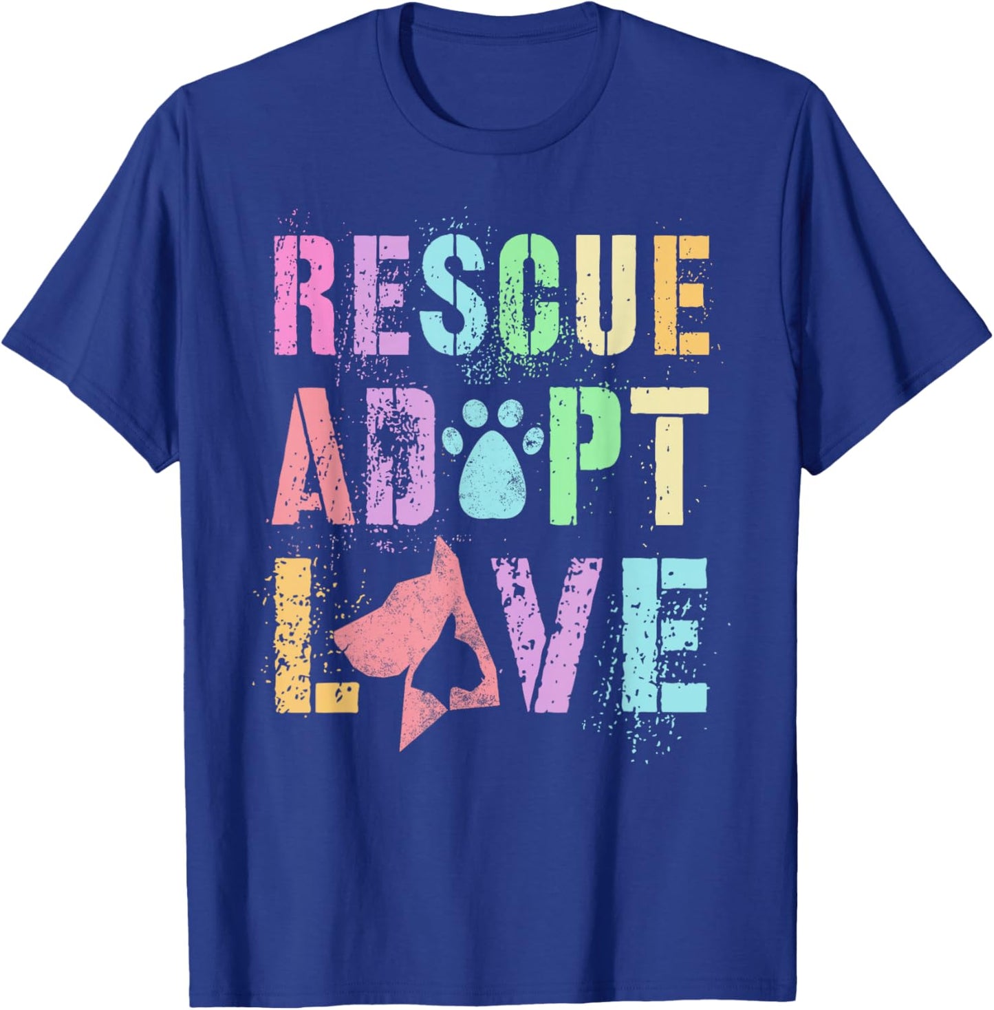 Vintage RESCUE ADOPT LOVE Animal Shelter K9 Search Adoption T-Shirt - T-Shirt | Royal