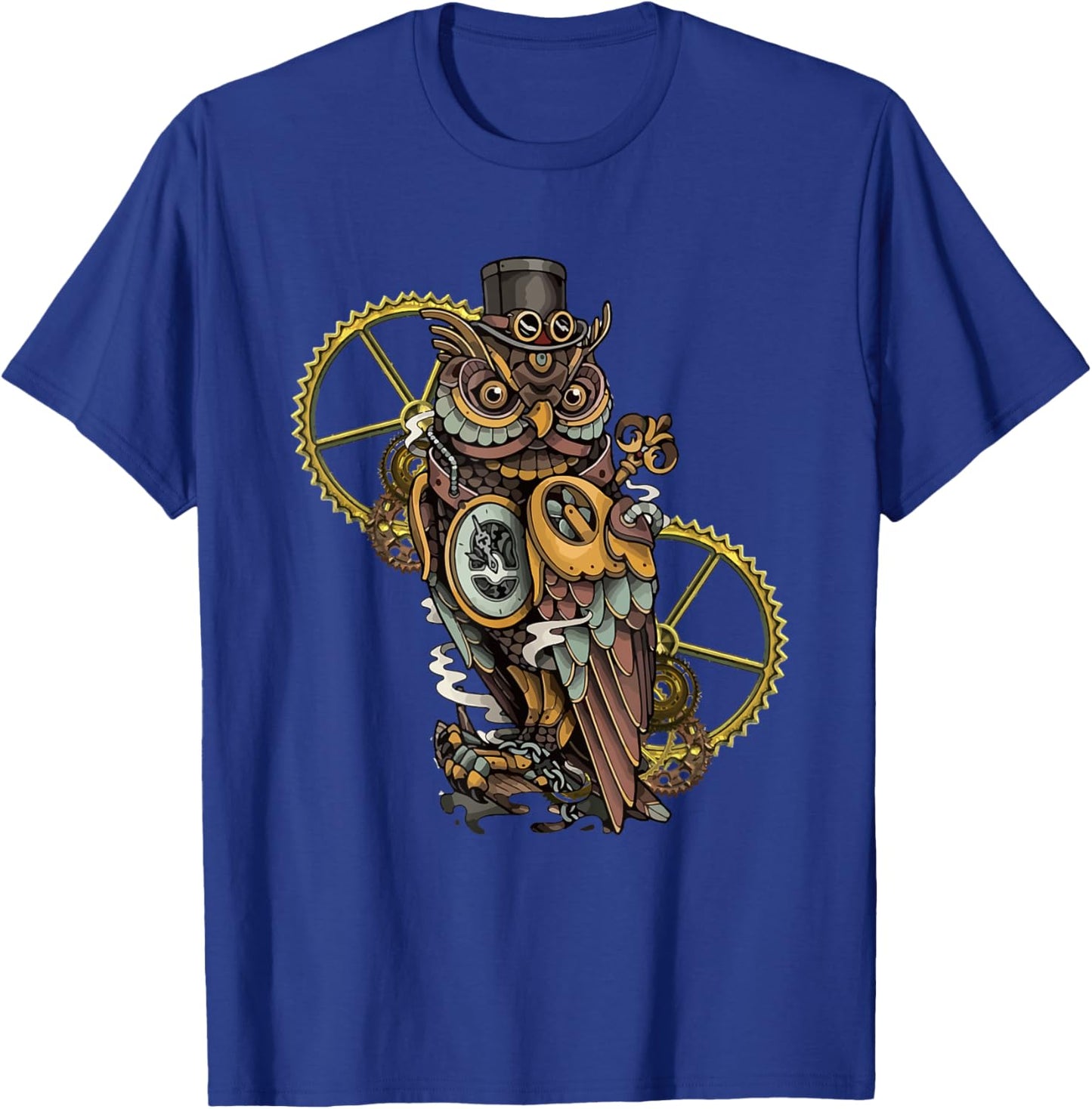 Steampunk Owl Art Bird Lovers T-Shirt - T-Shirt | Royal