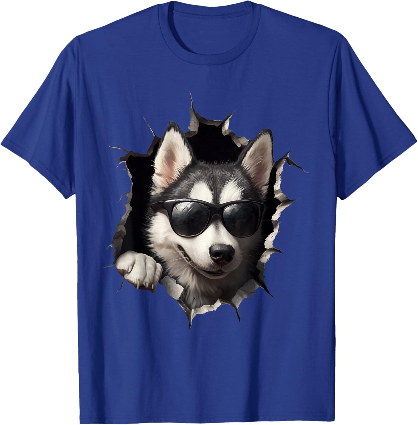 Lustiges Hunde Husky mit Sonnenbrille Funny Dog Süßer Hund T-Shirt - T-Shirt | Royal