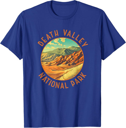 Death Valley National Park Illustration Distressed Circle T-Shirt - T-Shirt | Royal
