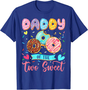 Daddy Of The Two Sweet 2Nd Birthday Girl Donut Matching T-Shirt - T-Shirt | Royal