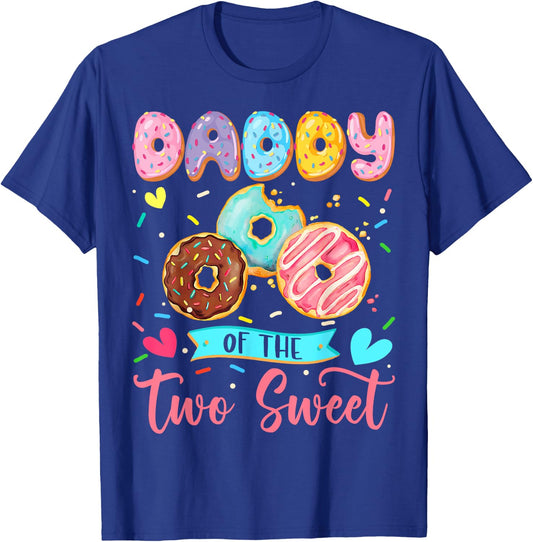 Daddy Of The Two Sweet 2Nd Birthday Girl Donut Matching T-Shirt - T-Shirt | Royal