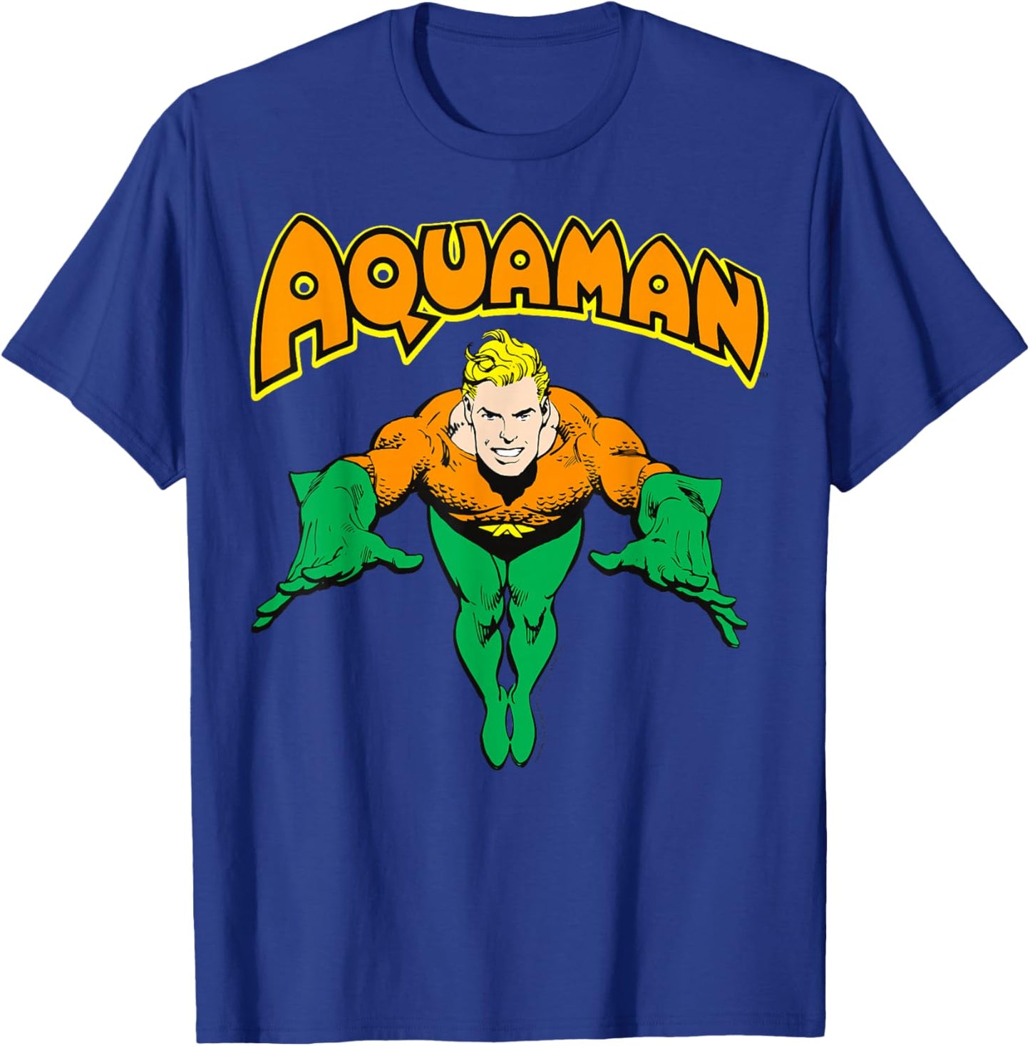 DC Comics Aquaman Vintage Portrait Logo T-Shirt - T-Shirt | Royal