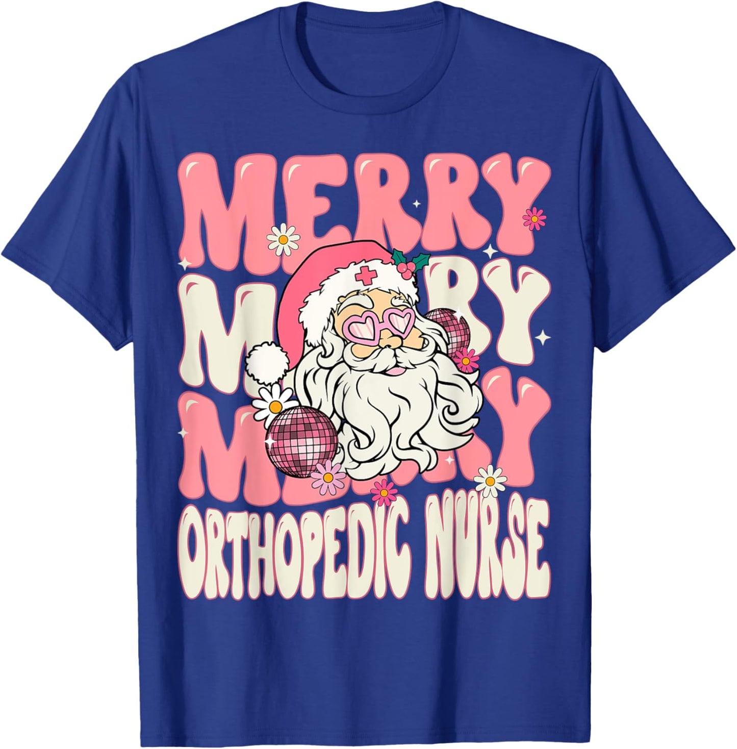 Merry Orthopedic Nurse Christmas Retro Pink Orthopedic Nurse T-Shirt - T-Shirt | Royal