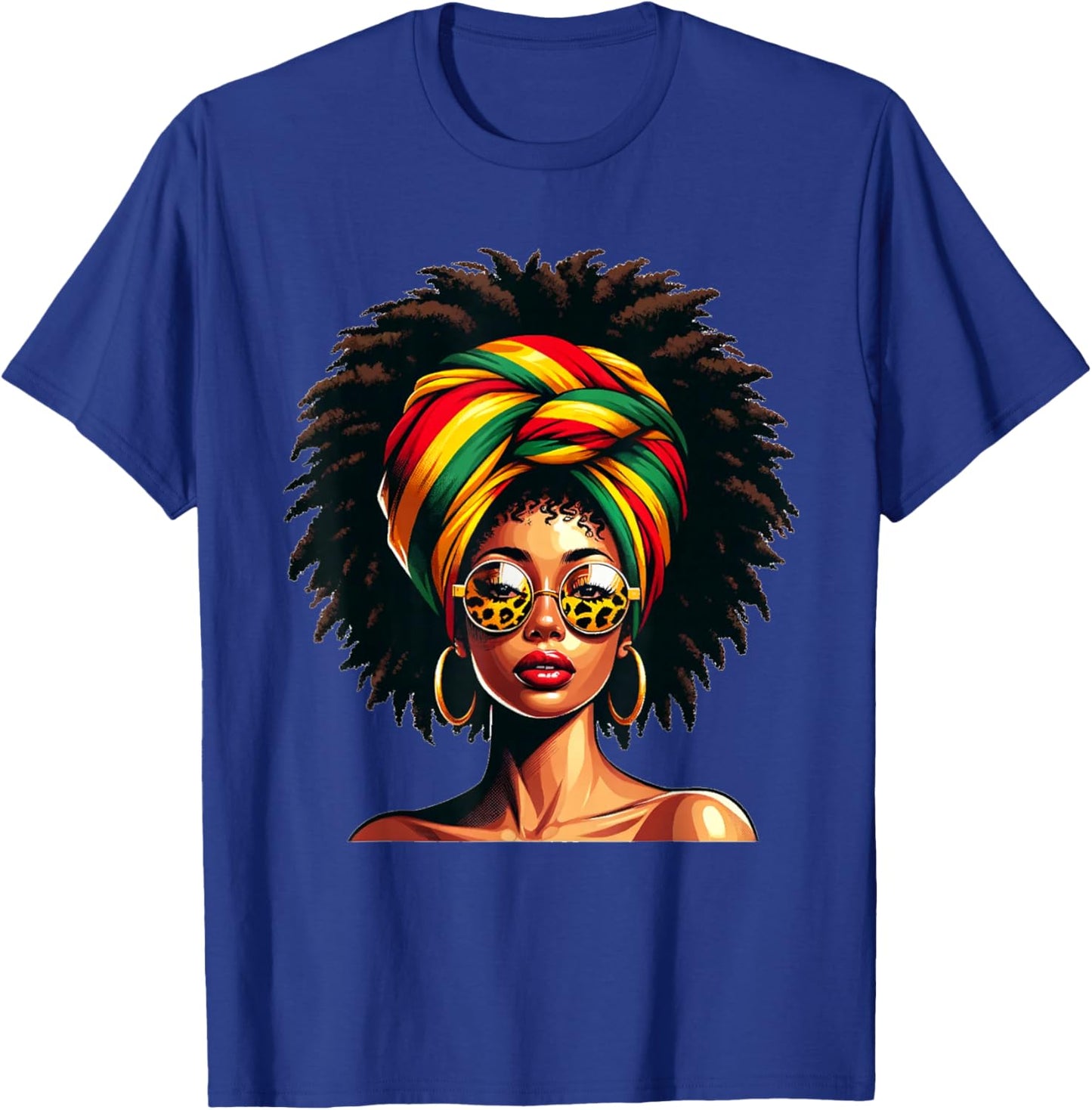 Afro Woman African Melanin Headscarf Nubian Black History T-Shirt - T-Shirt | Royal