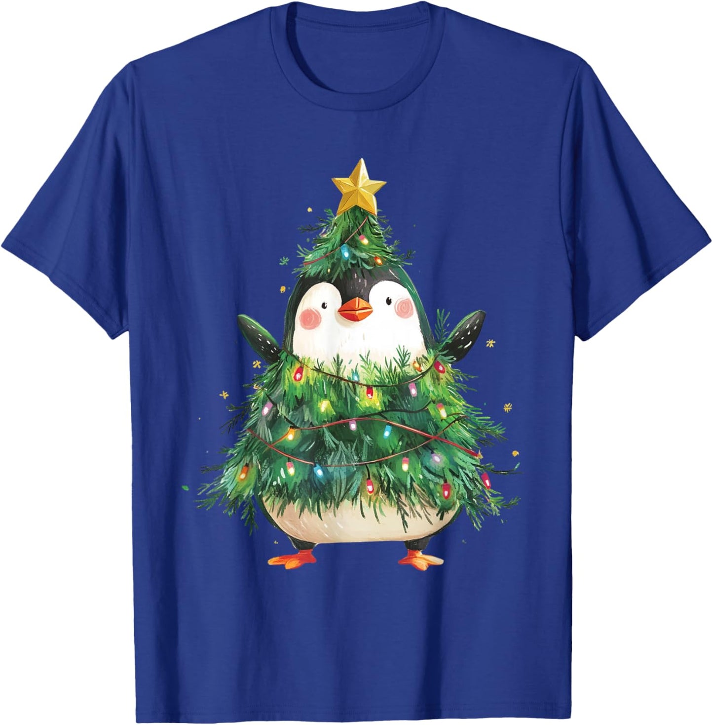 Penguin Christmas Tree Pajamas Girls Boys Xmas Lights T-Shirt - T-Shirt | Royal