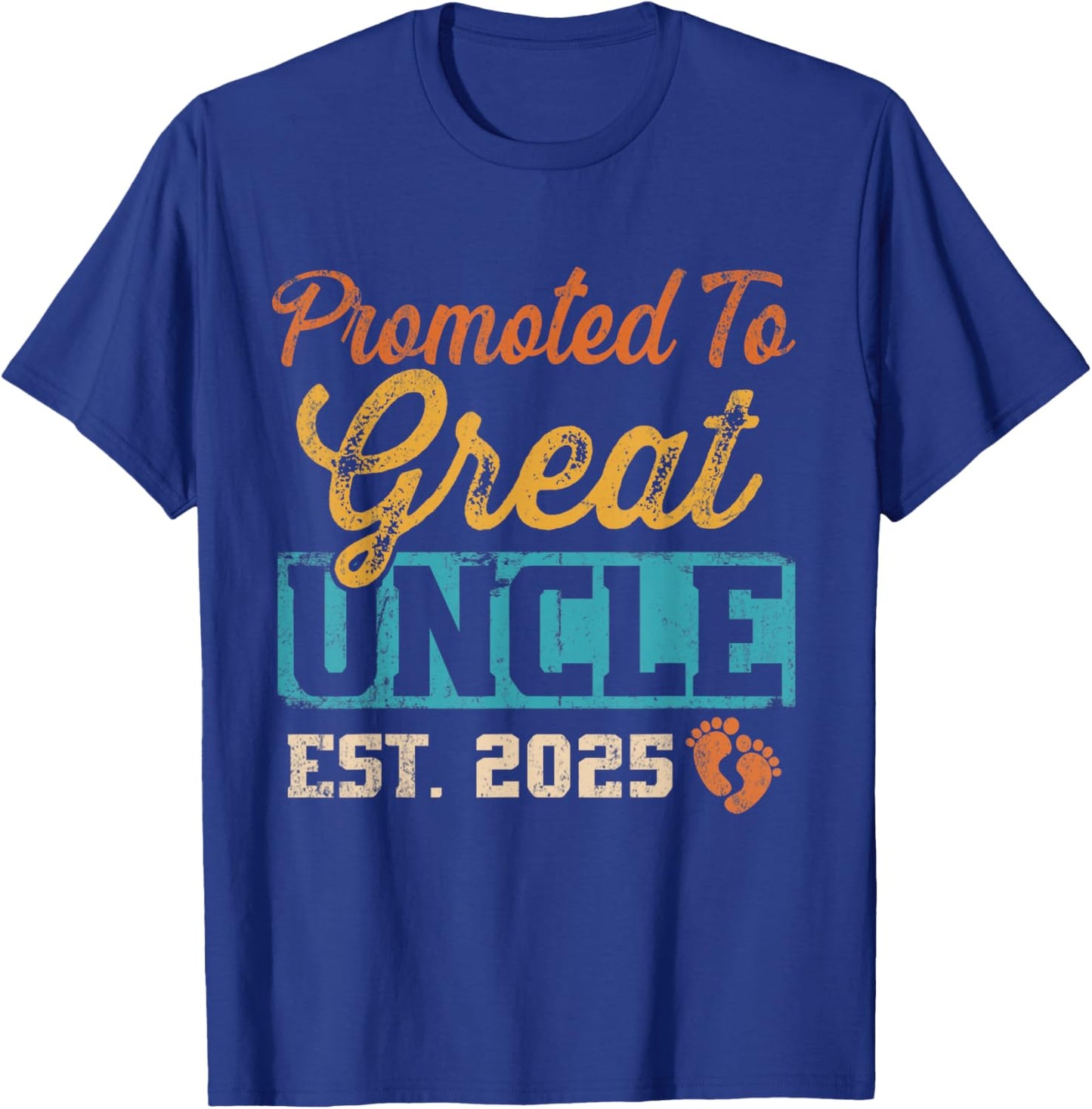 Retro Promoted To Great Uncle Est 2025 T-Shirt - T-Shirt | Royal