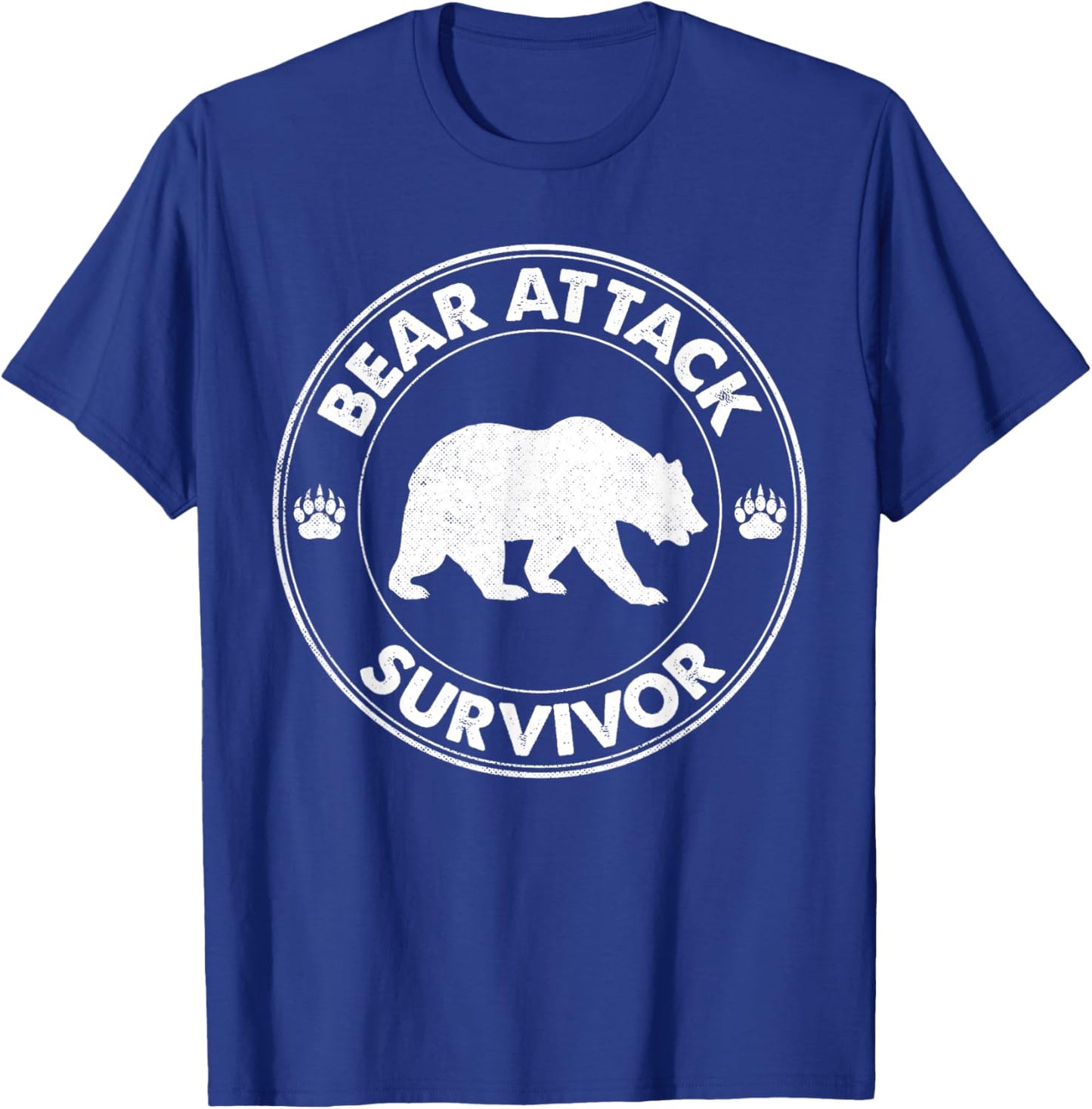 Bear Attack Survivor Funny Retro Hiker Comper Biker Outdoors T-Shirt - T-Shirt | Royal