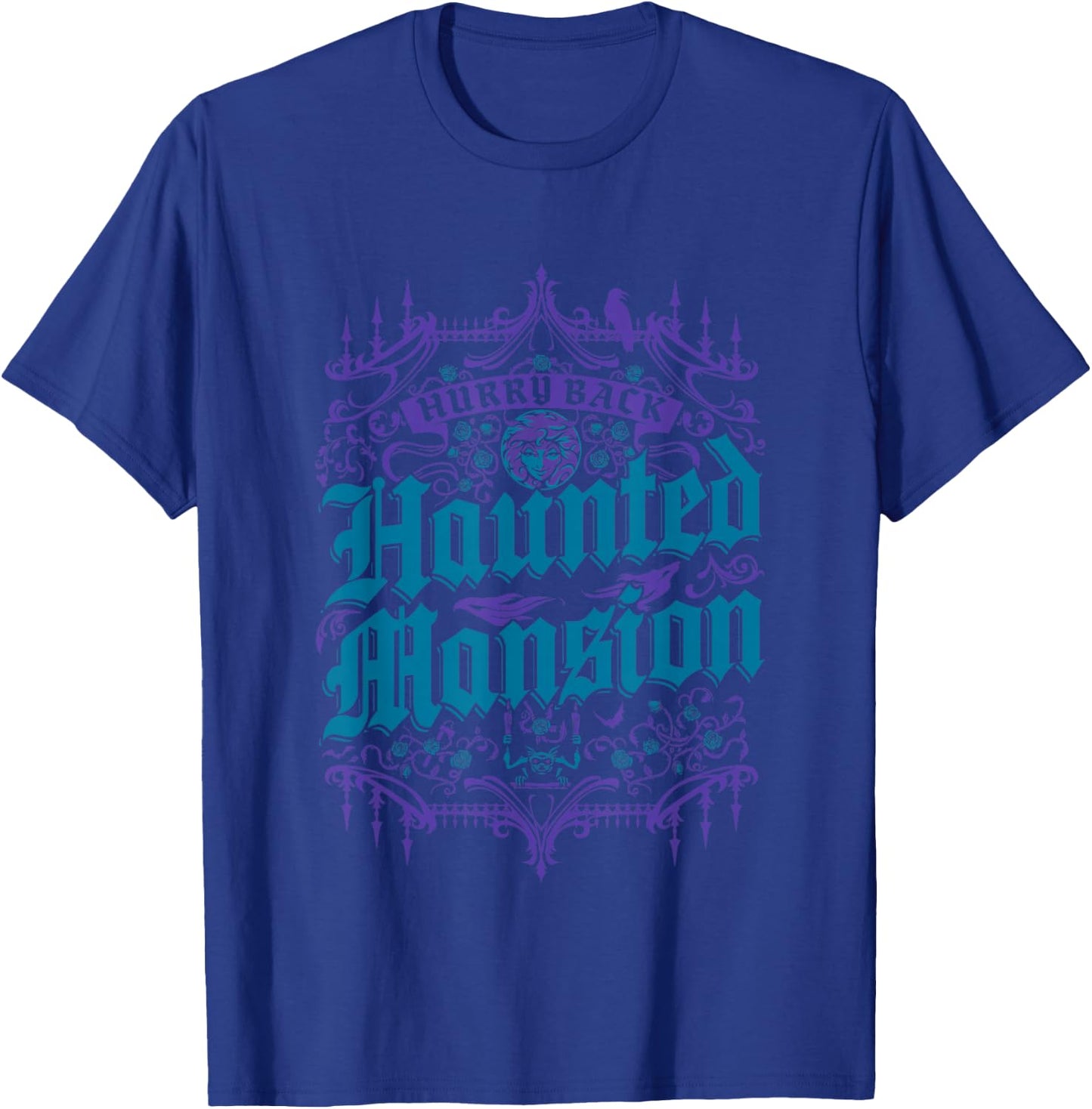 The Haunted Mansion Hurry Back Gothic Pattern Chest Poster T-Shirt - T-Shirt | Royal