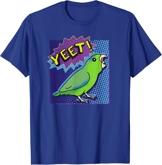 Funny green Parrotlet screams YEET Birb Memes Parrot Lover T-Shirt - T-Shirt | Royal
