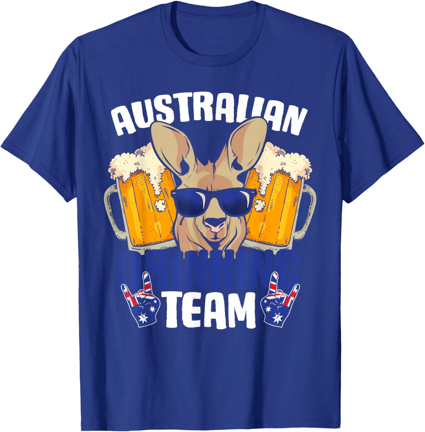 Australian Drinking Team Kangaroo Australia Flag Beer Lover T-Shirt - T-Shirt | Royal