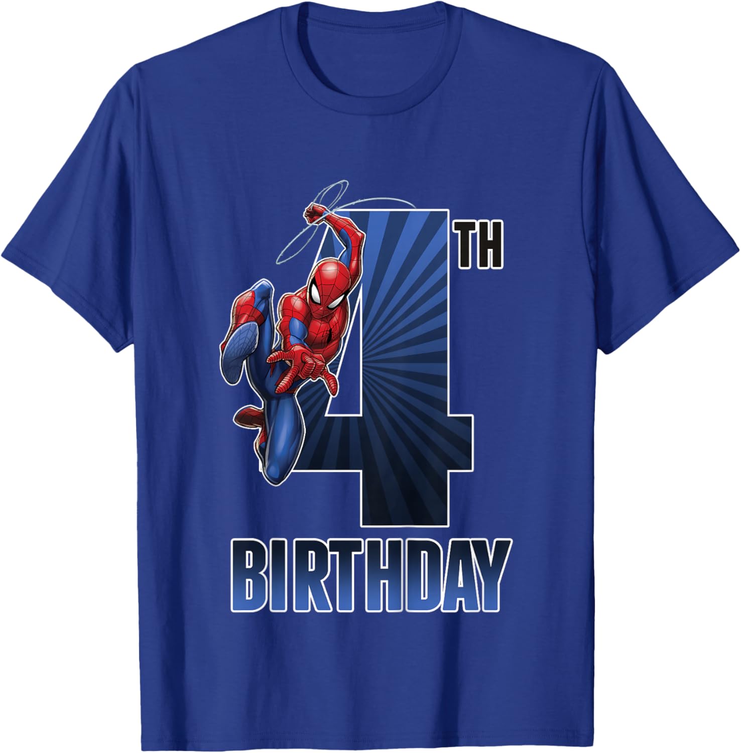Kids Marvel Universe Classic Spider-Man Epic 4th Birthday T-Shirt - T-Shirt | Royal