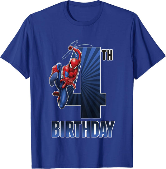 Kids Marvel Universe Classic Spider-Man Epic 4th Birthday T-Shirt - T-Shirt | Royal
