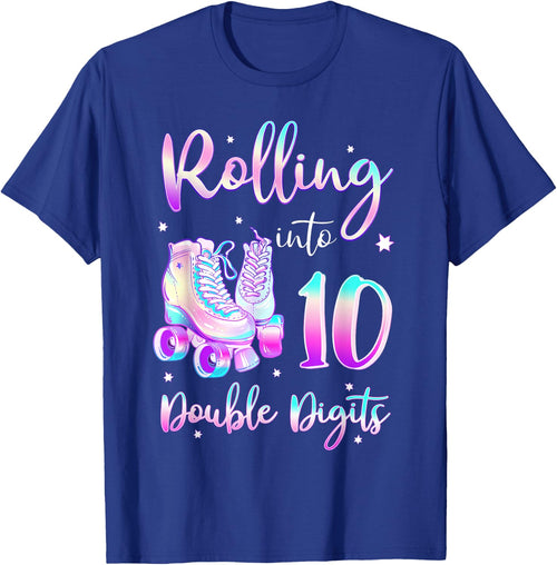 10 Years Old Birthday Girl Rolling Into 10th Double Digits