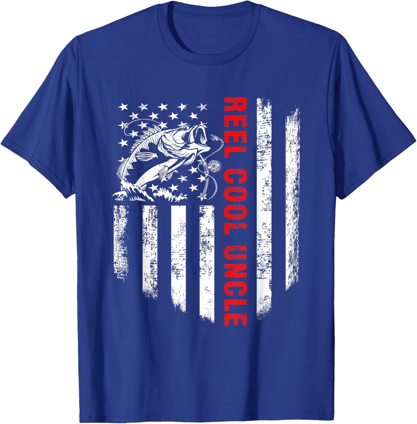 Reel Cool Uncle Shirt USA Flag Fishing Gift Father's Day T-Shirt - T-Shirt | Royal