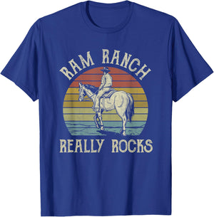Ram Ranch Really Rocks Cowboy Horseback Western Country T-Shirt - T-Shirt | Royal