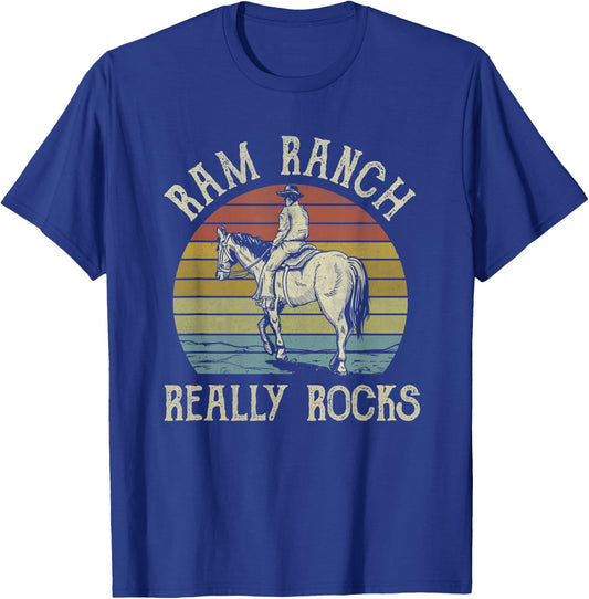 Ram Ranch Really Rocks Cowboy Horseback Western Country T-Shirt - T-Shirt | Royal