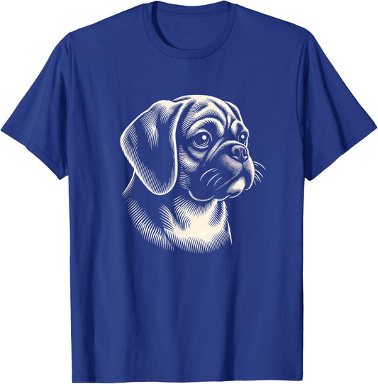 Puggle Dog Face Art Design T-Shirt - T-Shirt | Royal