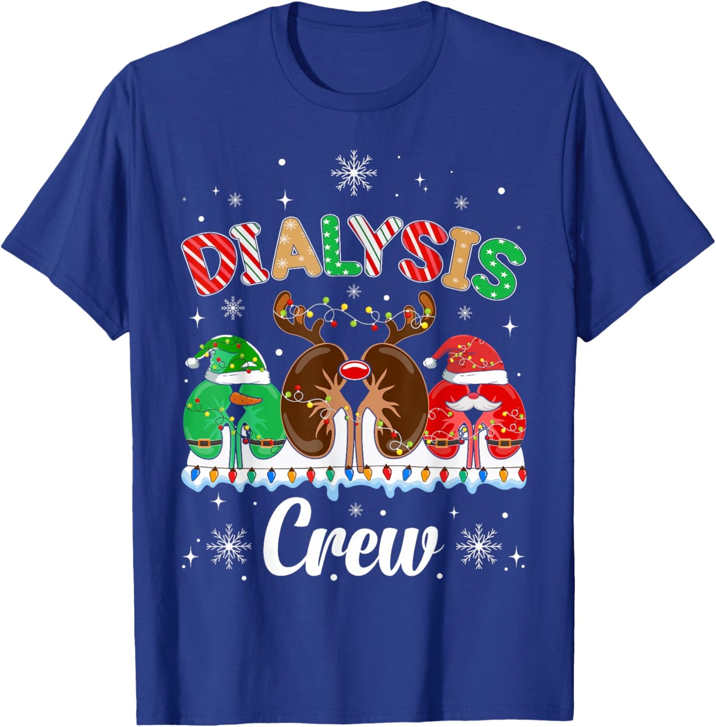 Dialysis Christmas Crew Dialysis Nurse Nephrology Technician T-Shirt - T-Shirt | Royal