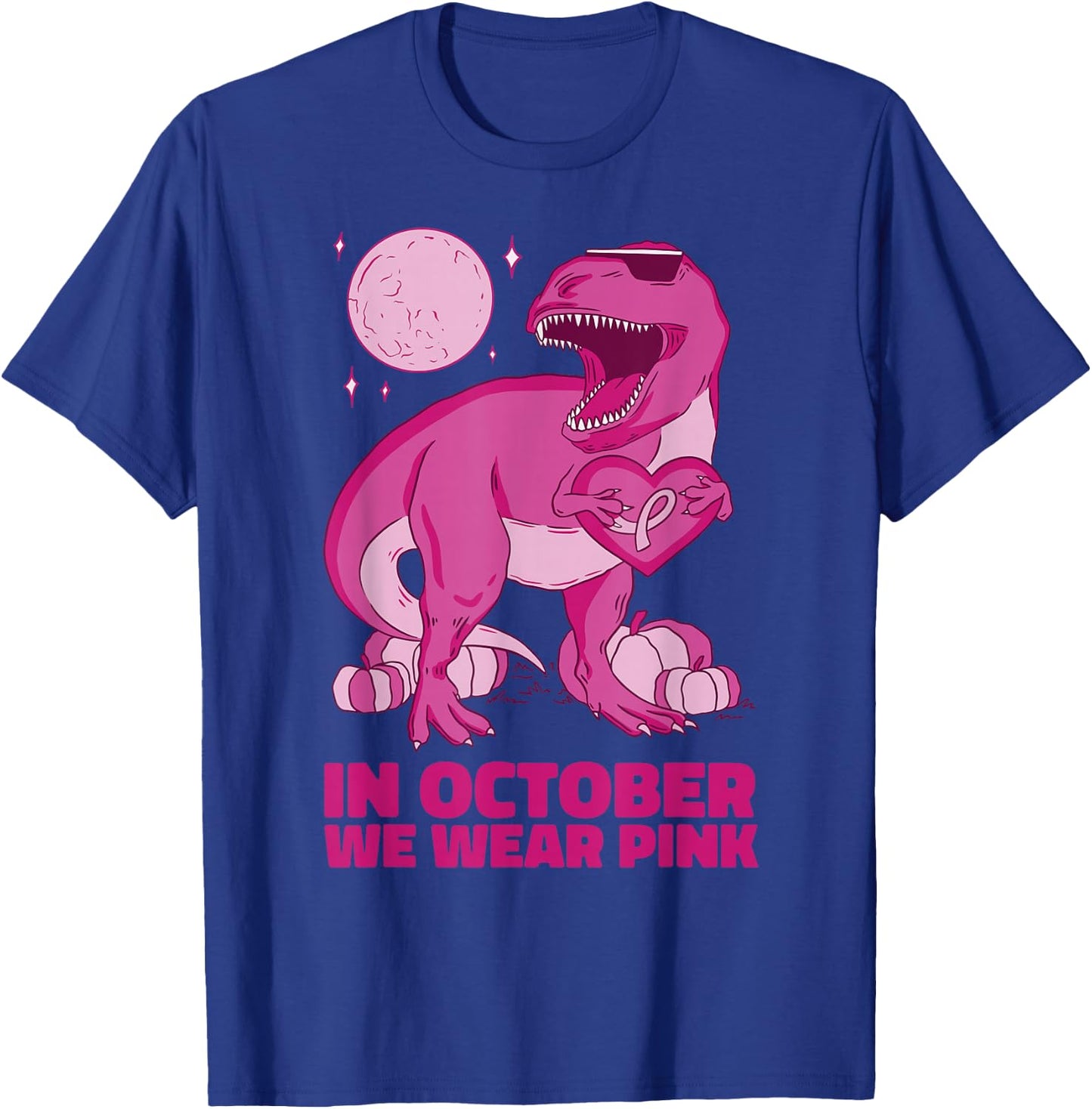 breast cancer awareness In October We Wear Pink dinosaur T-Shirt - T-Shirt | Royal
