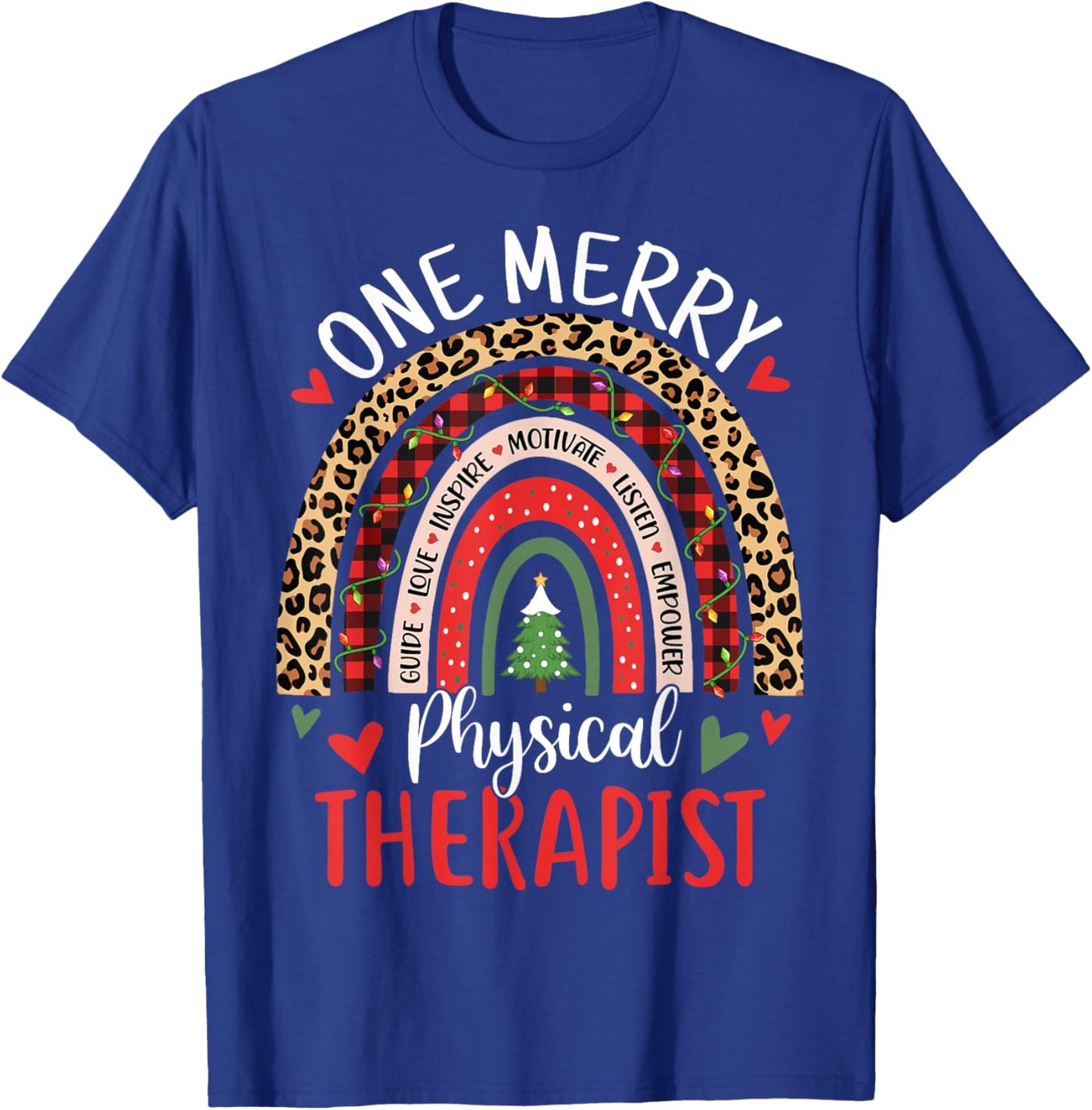 Physical Therapist Cute Rainbow Christmas Physical Therapy T-Shirt - T-Shirt | Royal