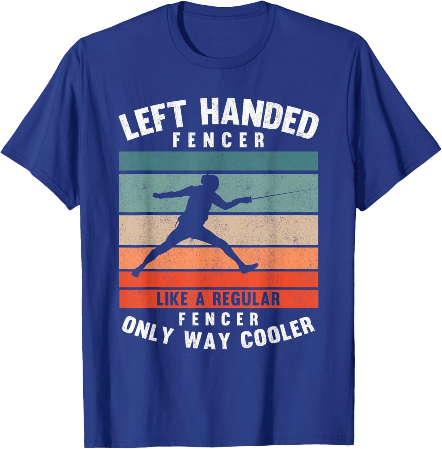 Left Handed Fencer Sword Fighting Sport Vintage Fencing T-Shirt - T-Shirt | Royal