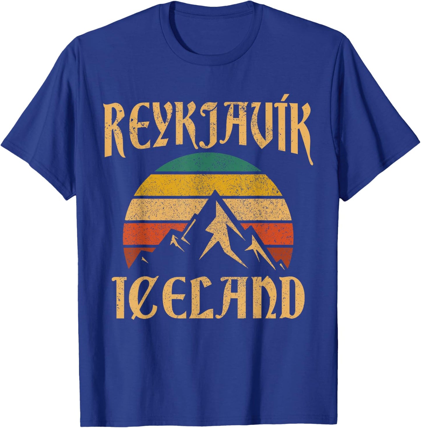 Reykjavik Island Island Vintage Mountains T-Shirt - T-Shirt | Royal