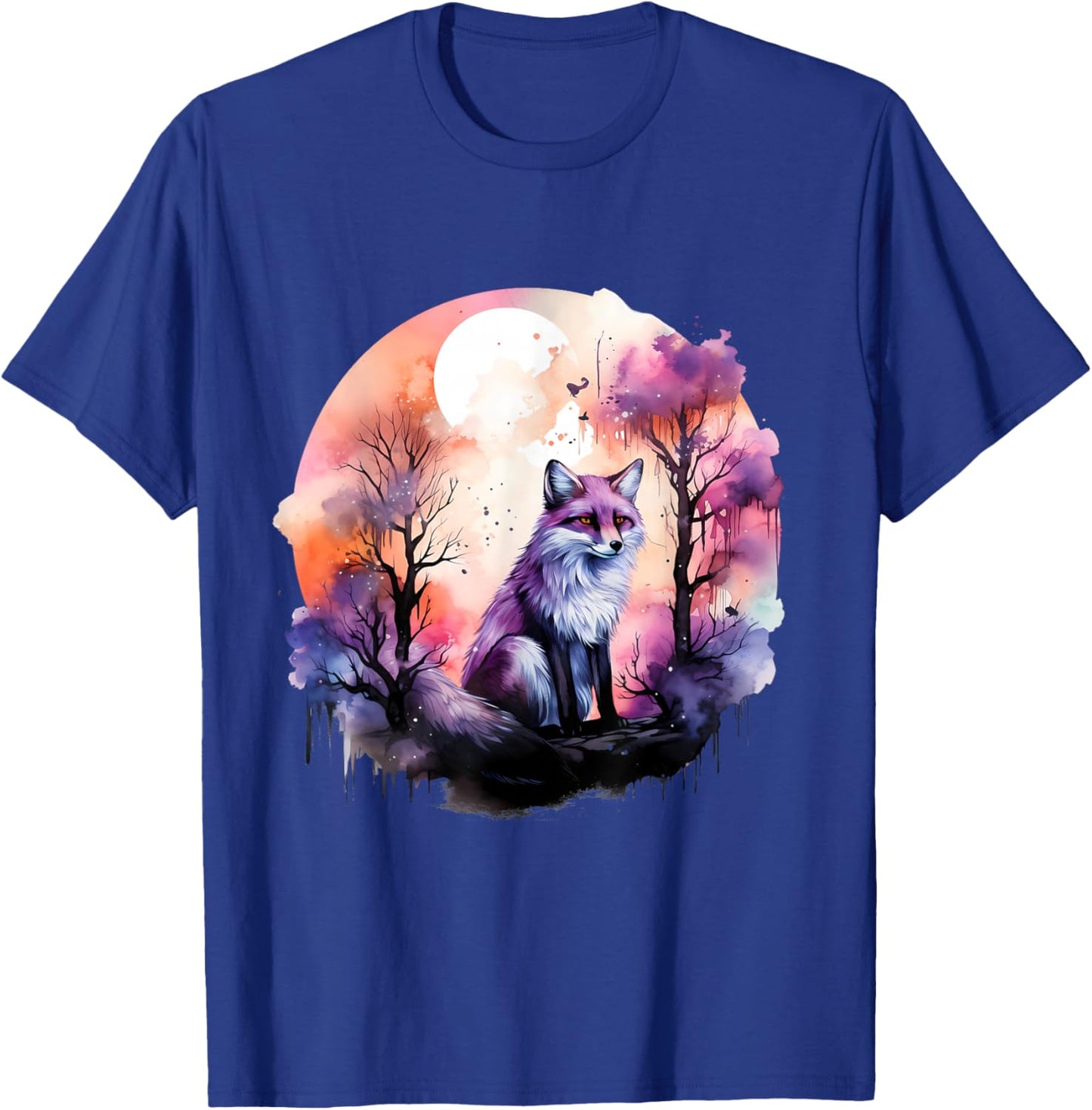 Fox Colorful Forest Nature Animal Lovers Wildlife Artwork T-Shirt - T-Shirt | Royal
