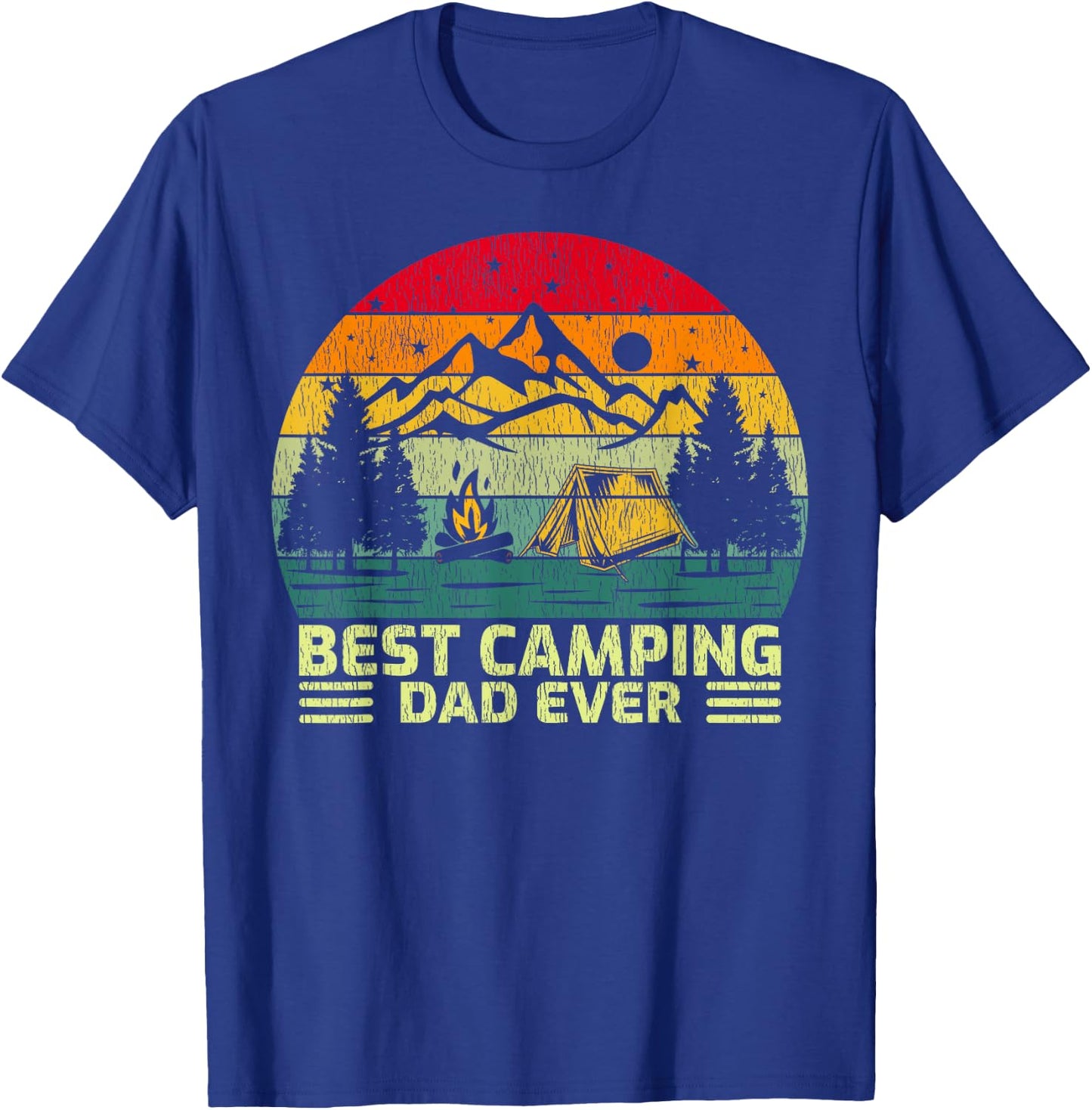 Funny Vintage Best Camping Dad Ever Father's Day T-Shirt - T-Shirt | Royal