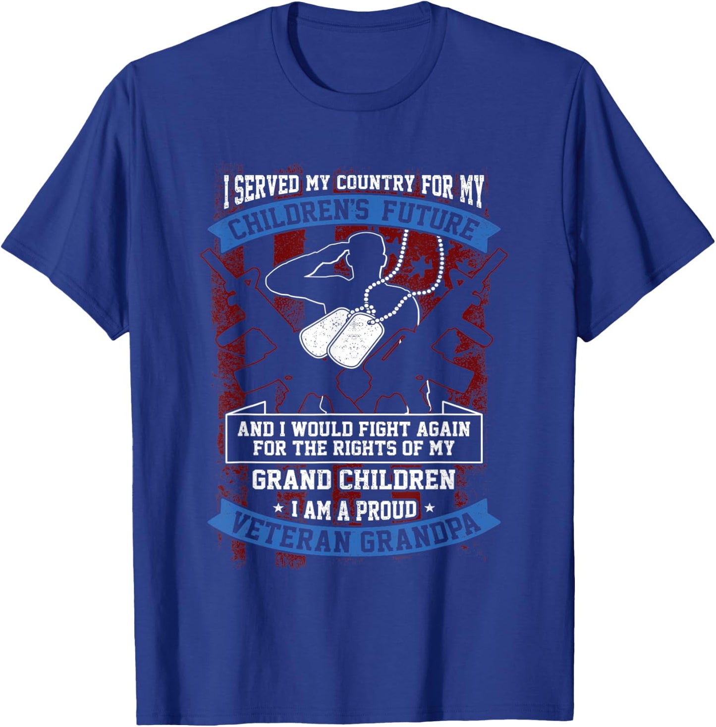 I Served My Country I'm A Proud Veteran Grandpa US Flag T-Shirt - T-Shirt | Royal