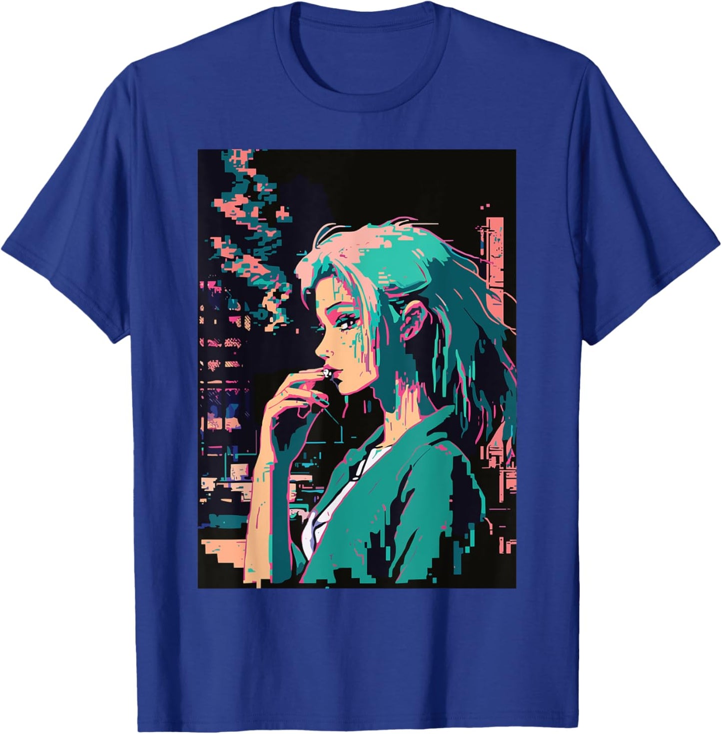 Japanese Vaporwave Sad Anime Girl Indie Aesthetic Otaku T-Shirt - T-Shirt | Royal