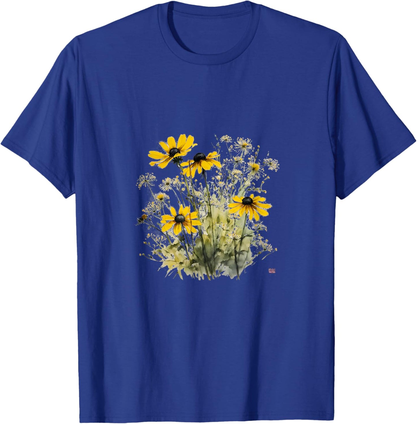 Mother's Day Watercolor Wildflowers Black Eyed Susan T-Shirt - T-Shirt | Royal