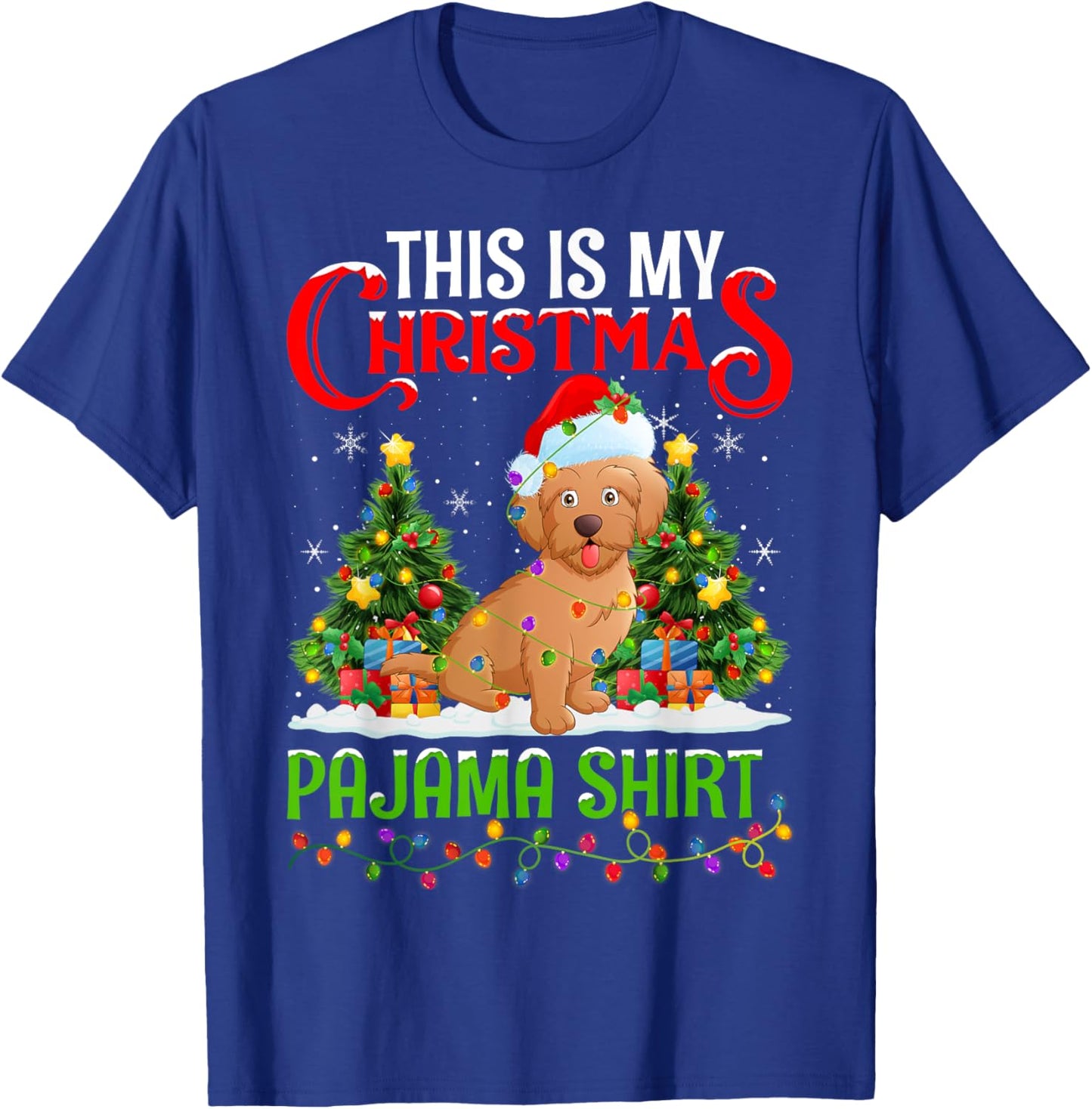 Maltipoo Dog Xmas Lights This Is My Christmas Pajama T-Shirt - T-Shirt | Royal