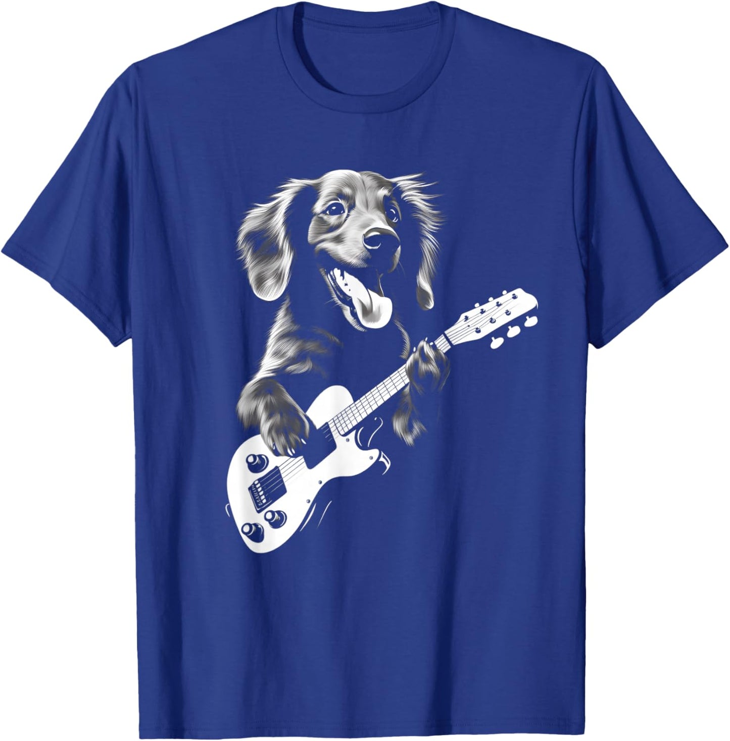 Dachshund Playing Guitar - Funny Guitar Dog T-Shirt - T-Shirt | Royal