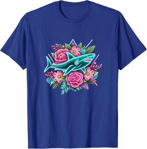 Floral Shark Girls Shark Lover Shark Enthusiast Shark T-Shirt - T-Shirt | Royal