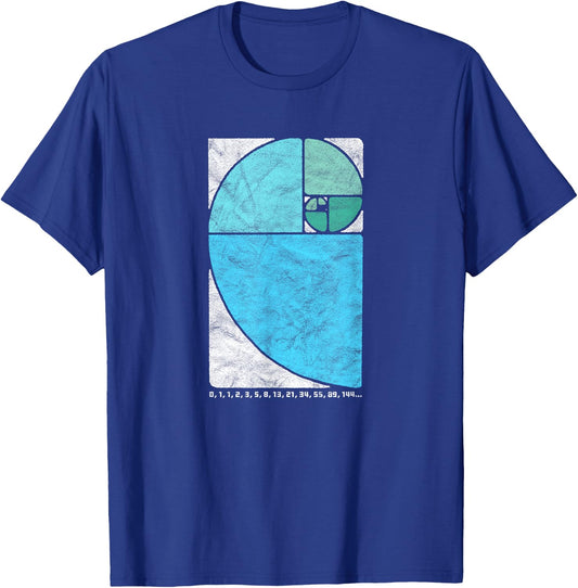 Vintage Fibonacci Sequence Golden Ratio Spiral Numbers T-Shirt - T-Shirt | Royal