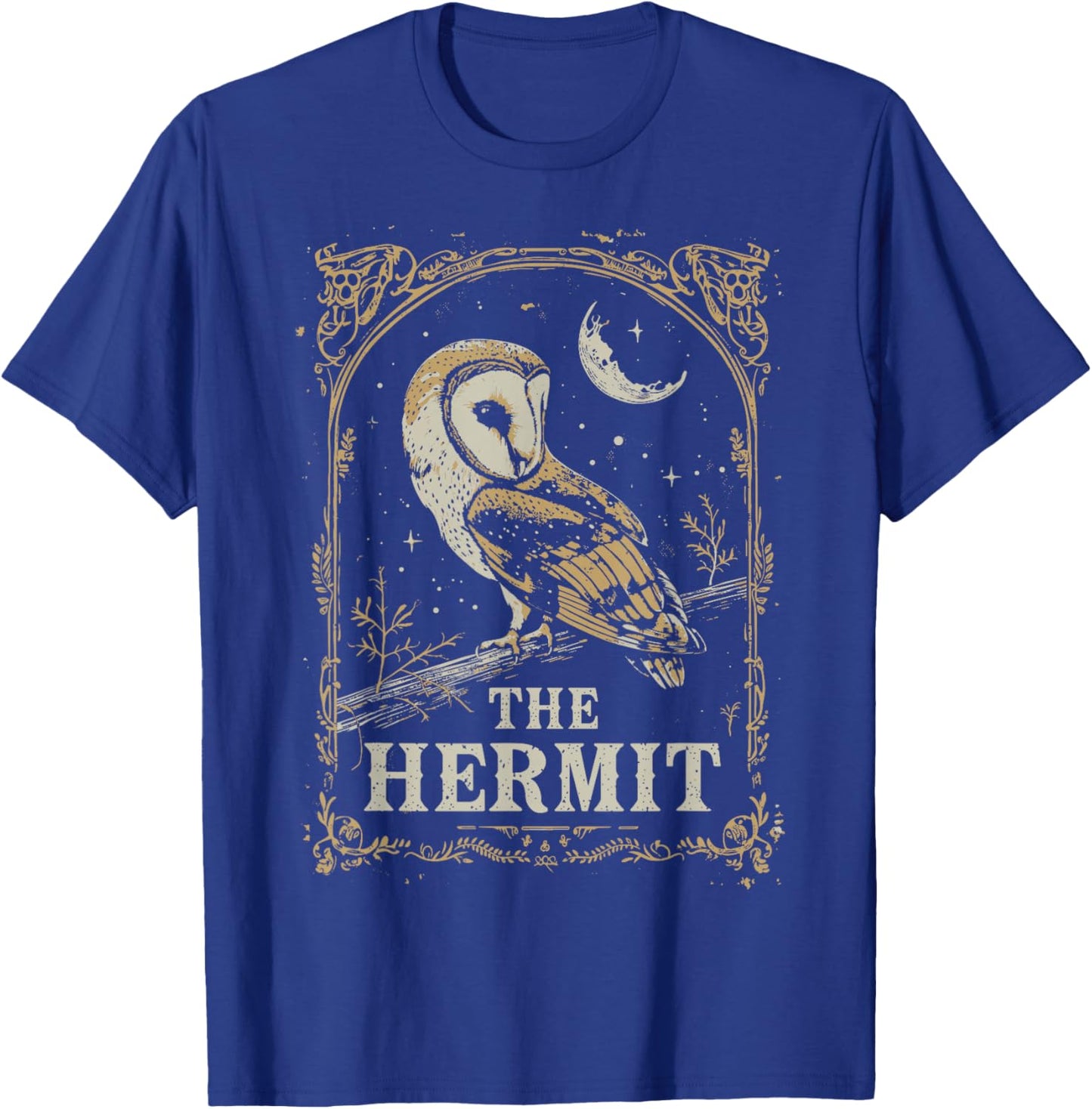 Tarot Card The Hermit Barn Owl Goth Witchcore Dark Academia T-Shirt - T-Shirt | Royal