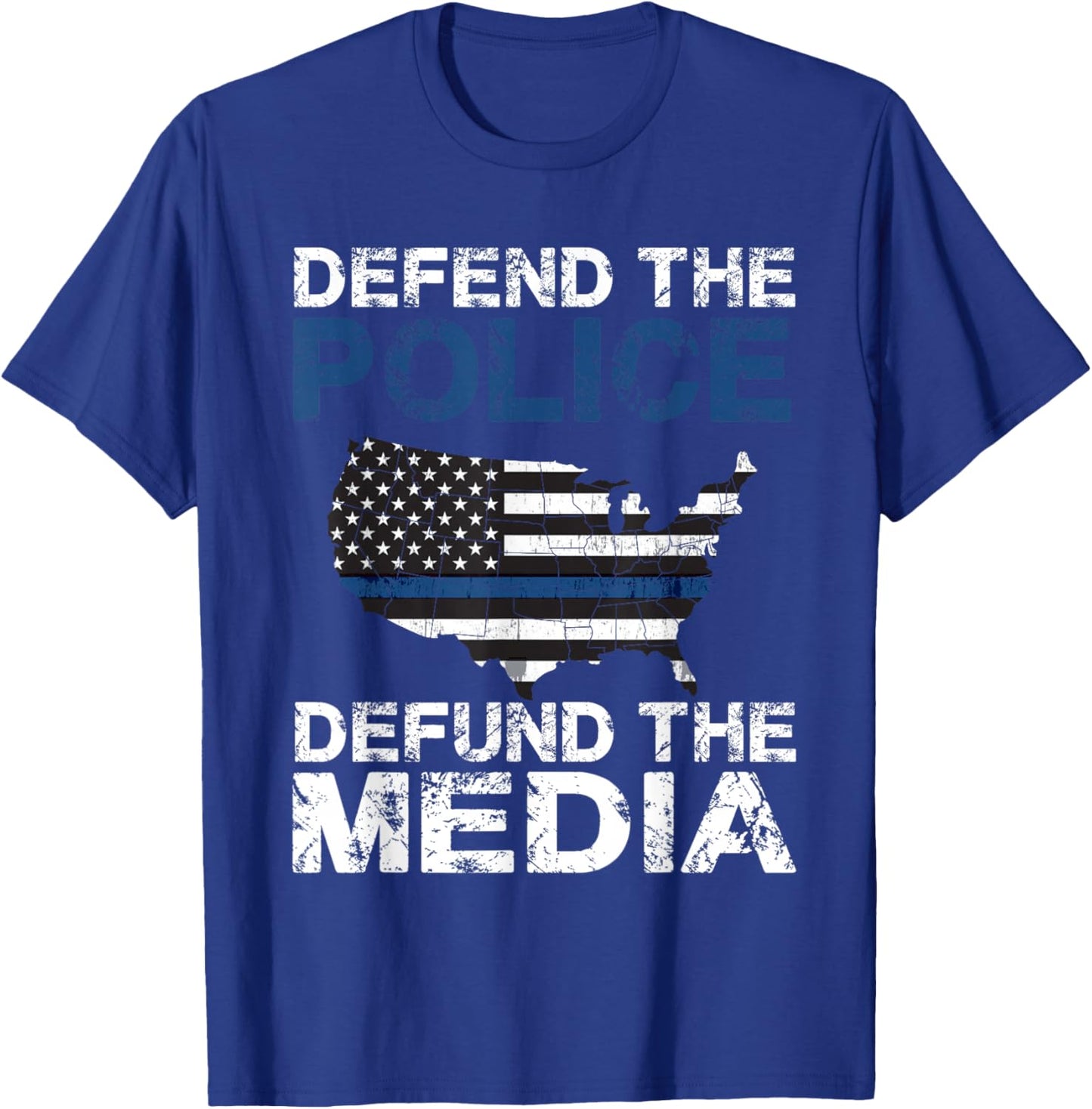 Defend the Police Defund the Media American Flag USA Men T-Shirt - T-Shirt | Royal