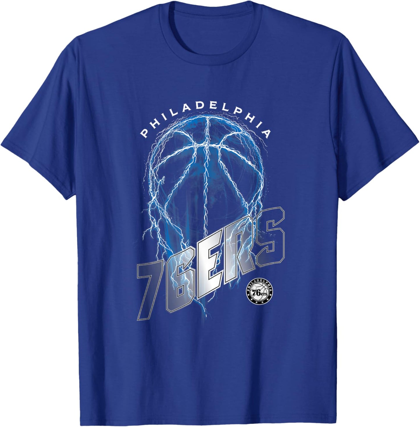 NBA Philadelphia 76ers Lightning Bolt Basketball Logo T-Shirt - T-Shirt | Royal