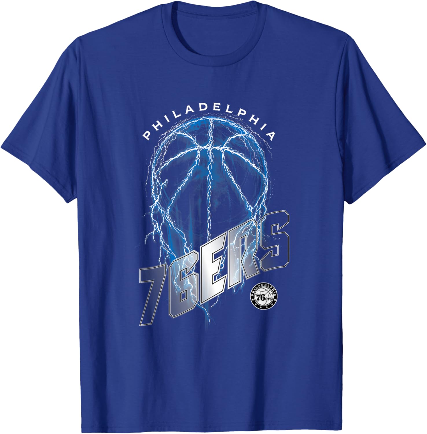 NBA Philadelphia 76ers Lightning Bolt Basketball Logo T-Shirt - T-Shirt | Royal