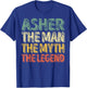 Asher The Man The Myth The Legend Shirt First Name Asher T-Shirt - T-Shirt | Royal