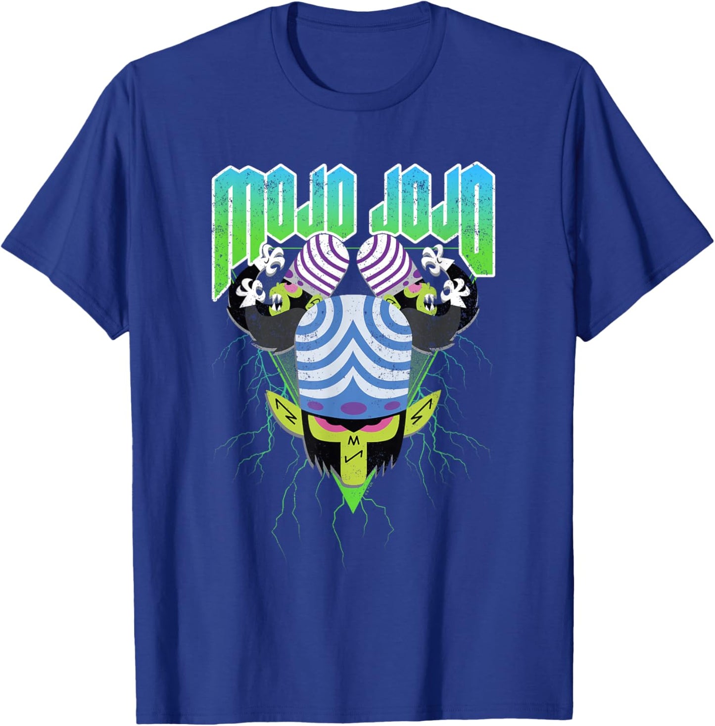 Power Puff Girls Mojo JoJo Electric Evil Metal Distressed T-Shirt - T-Shirt | Royal