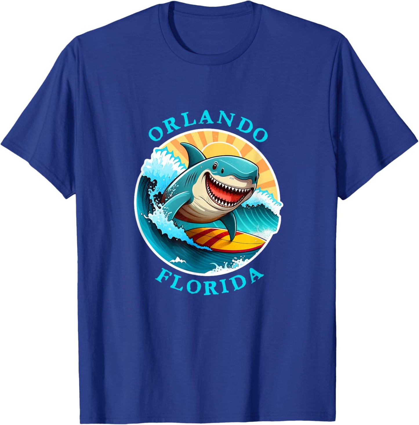 Orlando Florida Happy Surfing Shark Souvenir T-Shirt - T-Shirt | Royal