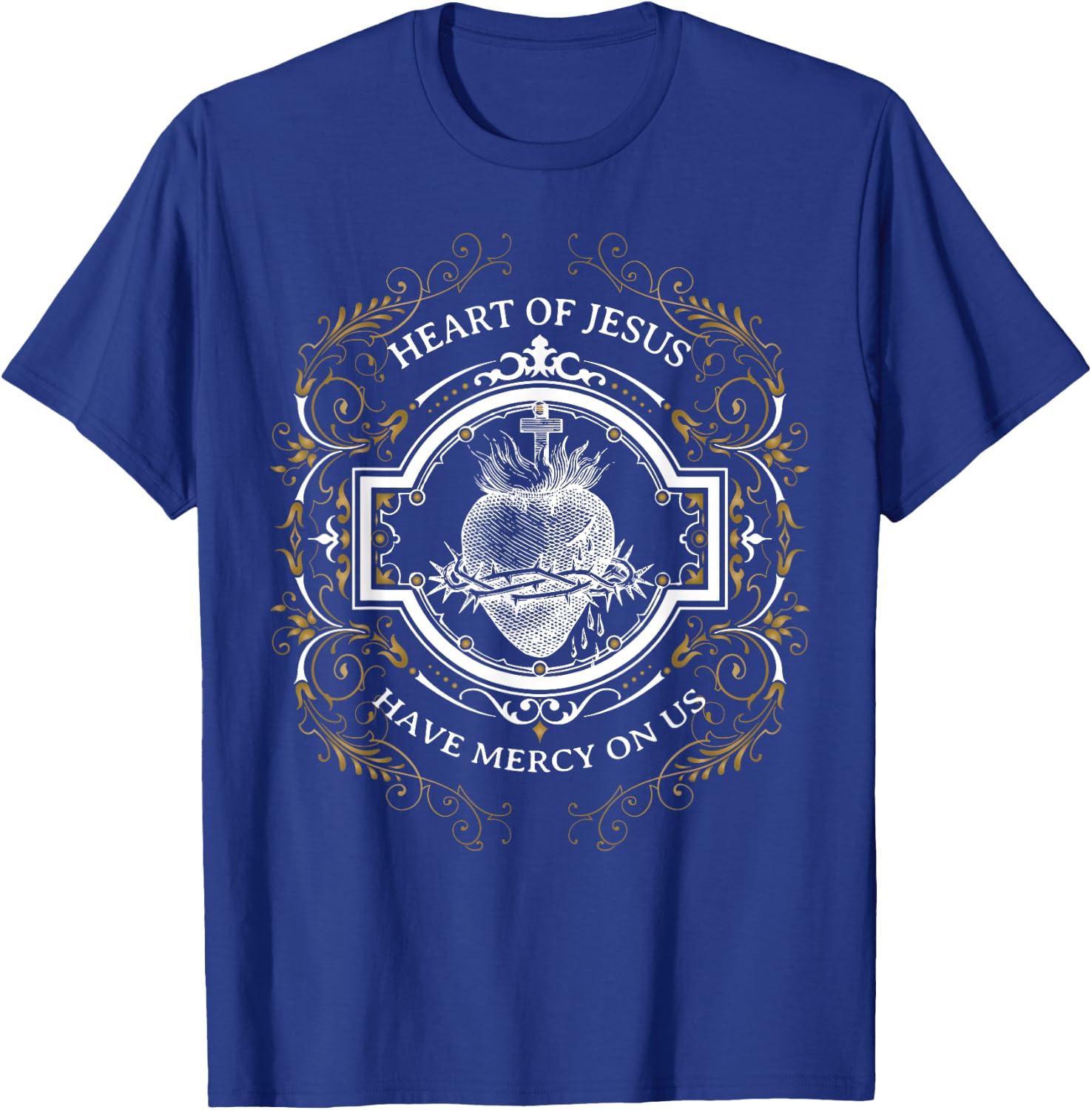 Sacred Heart of Jesus Litany Vintage Blessing Catholic T-Shirt - T-Shirt | Royal