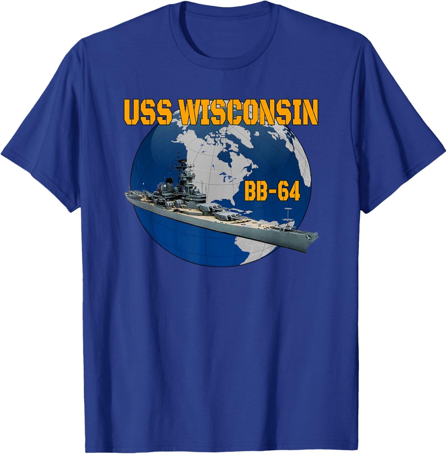 USS Wisconsin BB-64 Battleship for Grandpa Father Dad Son T-Shirt - T-Shirt | Royal